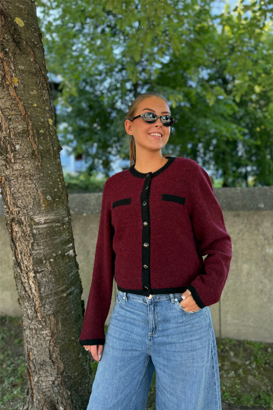 GZalpha ls contrast cardigan Red