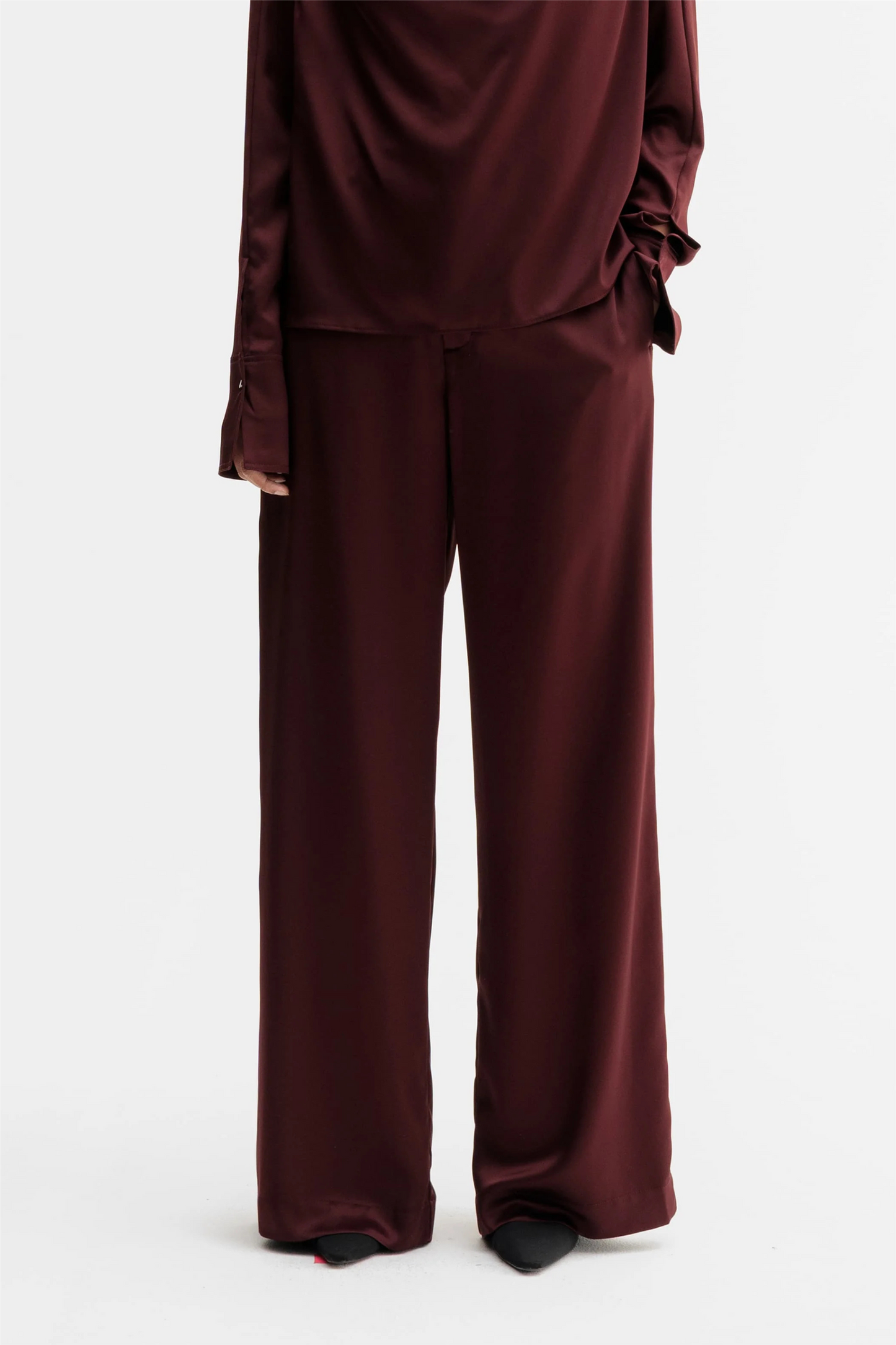 Mila Satin Trousers Burgundy