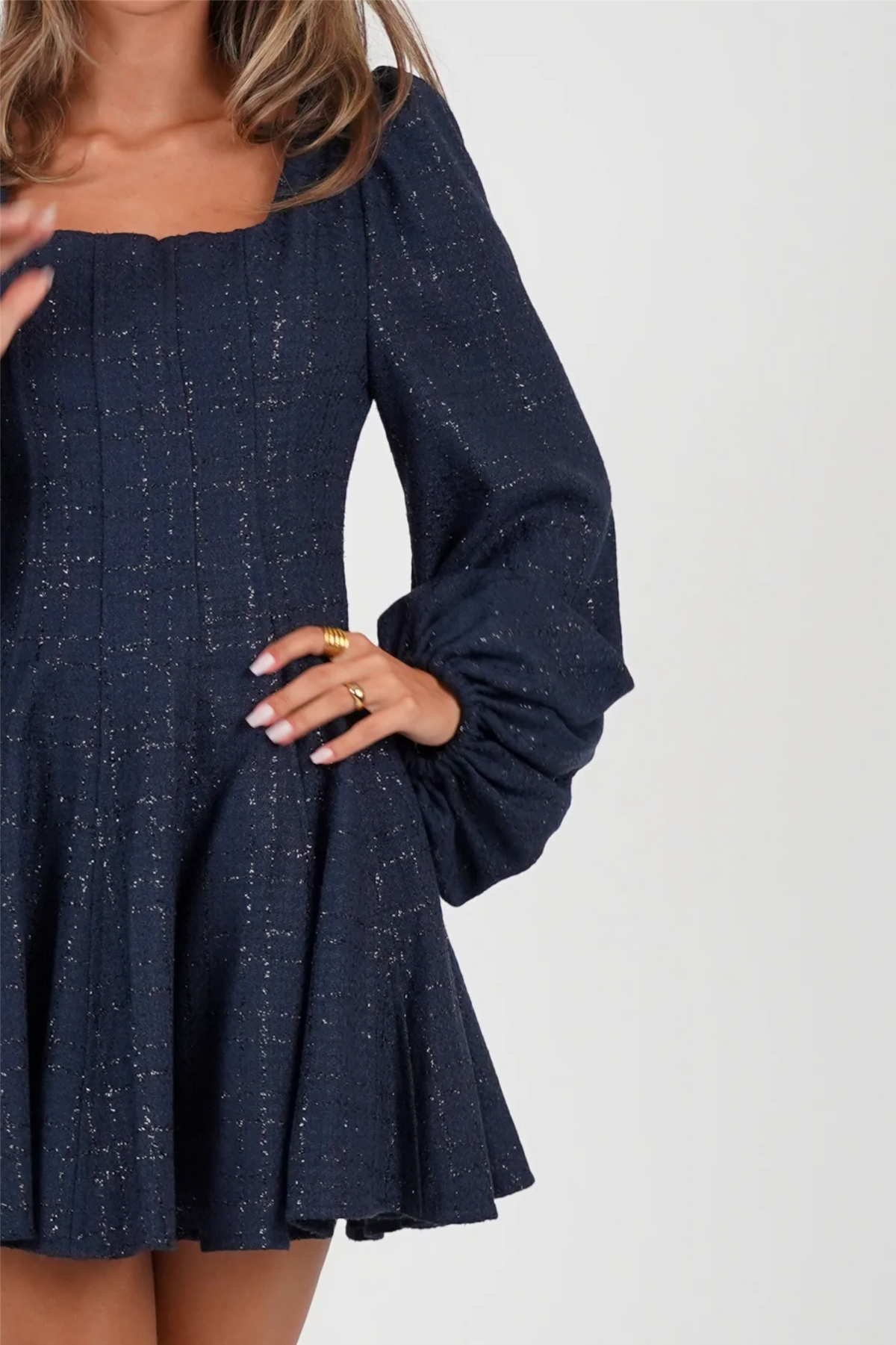 Sophie Tweed Dress Midnight Blue