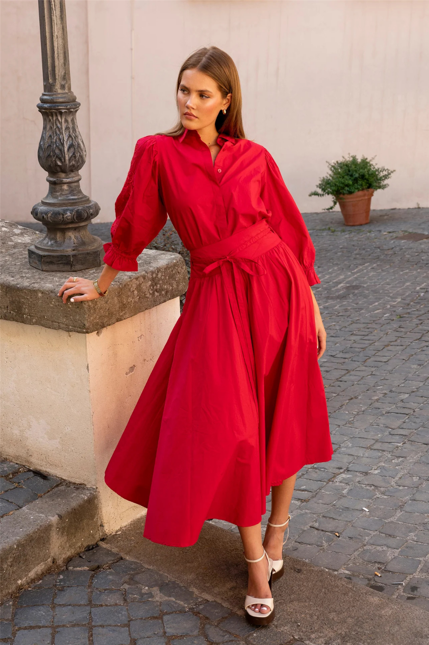 Astrid Skirt City Red Poplin