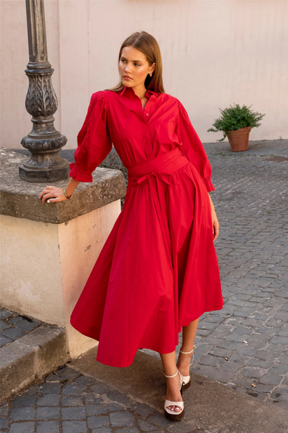 Astrid Skirt City Red Poplin