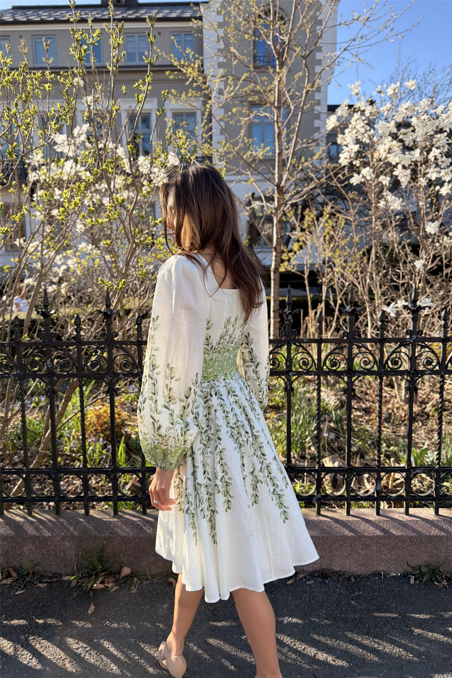 Sophie Print Dress Long Green