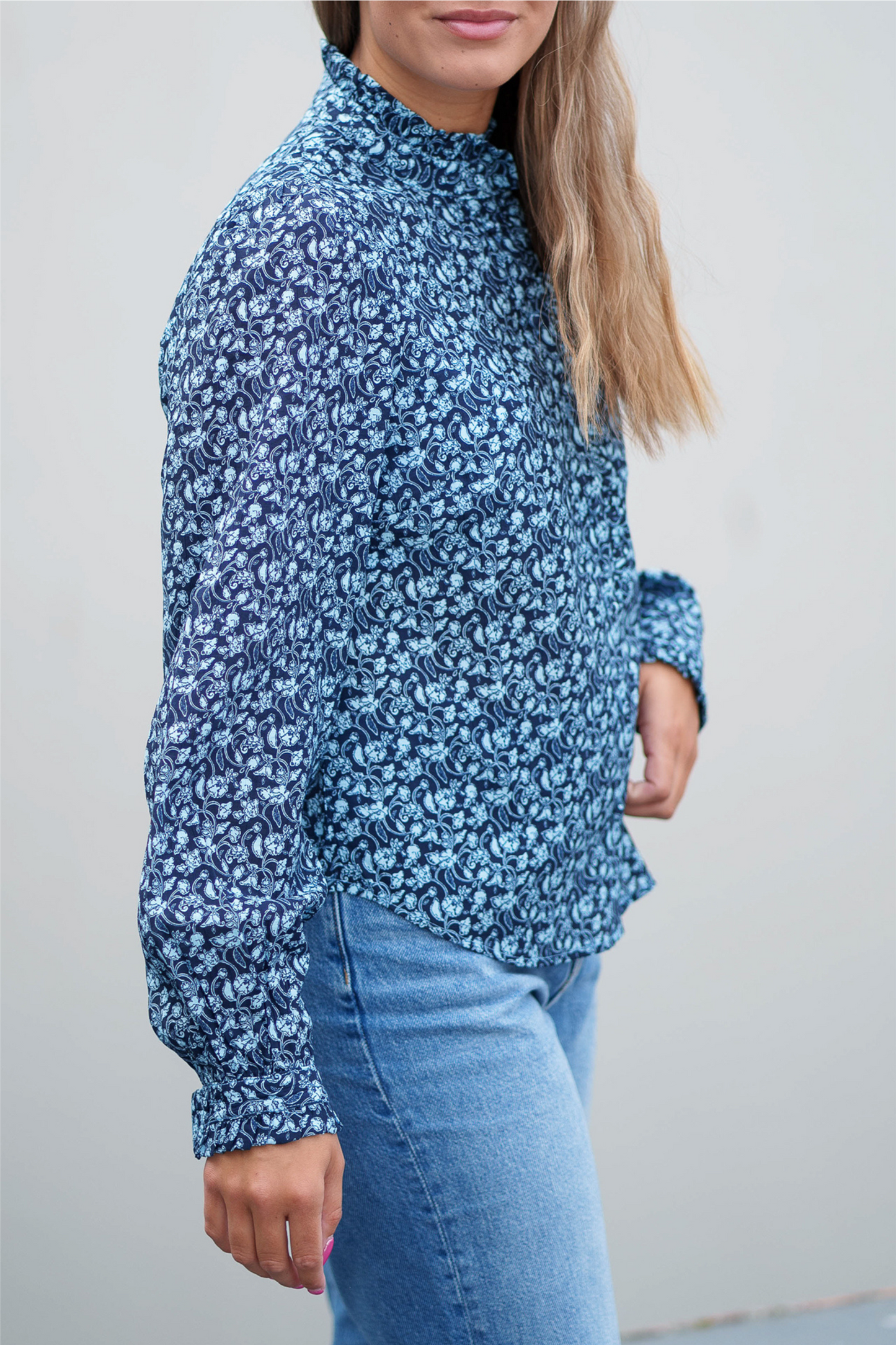 RAUSAstrid Shirt AOP Cry Blue Flower