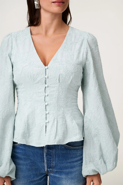 Palena Blouse Mint Embroidery.