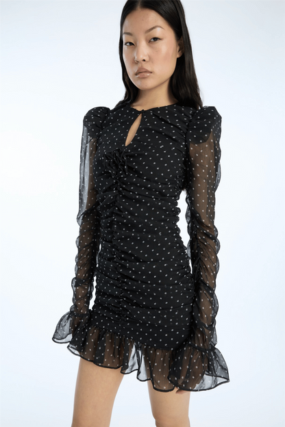 Printed Long-Sleeve Dress Black Comb.