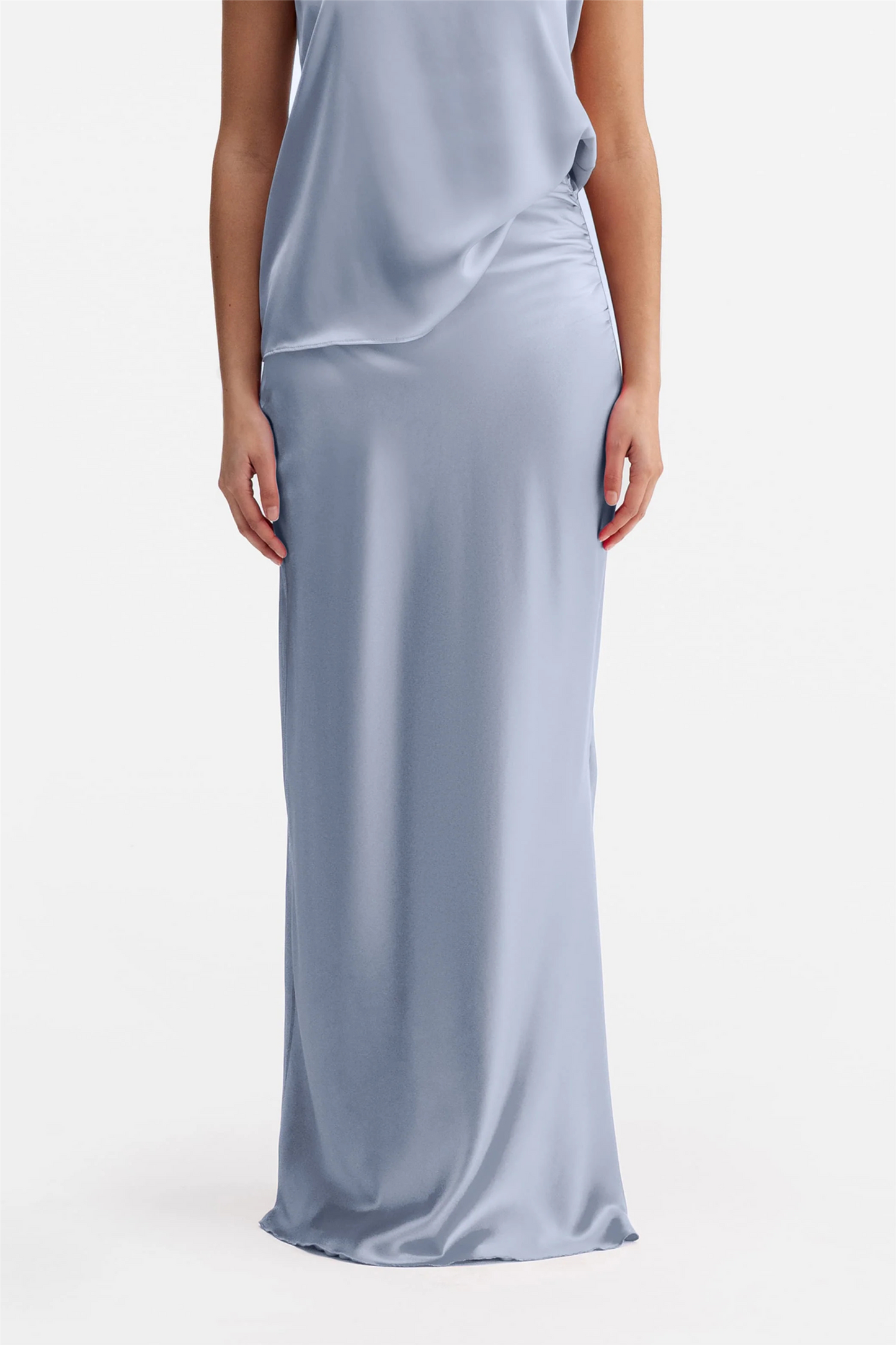 Hana Long Logo Skirt Denim Blue