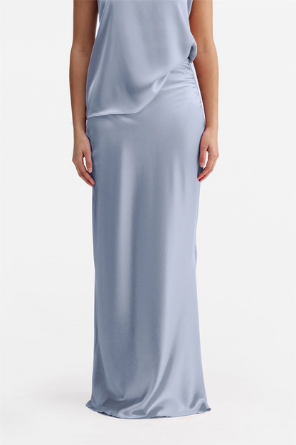 Hana Long Logo Skirt Denim Blue