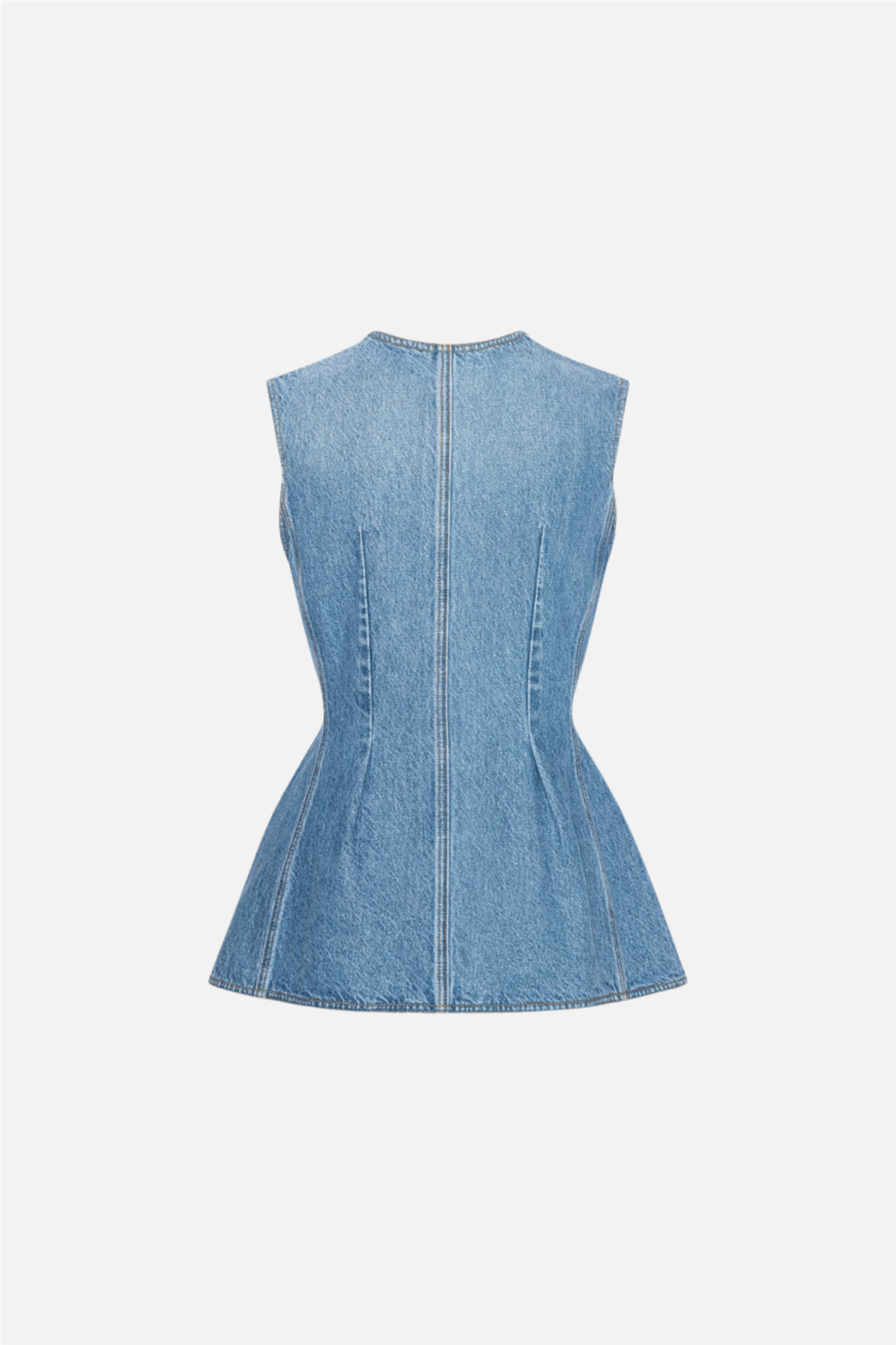 Flared Denim Top Medium Blue Denim.