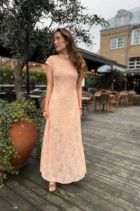 Mesh Capsleeve Maxi Dress Vanilla Creas