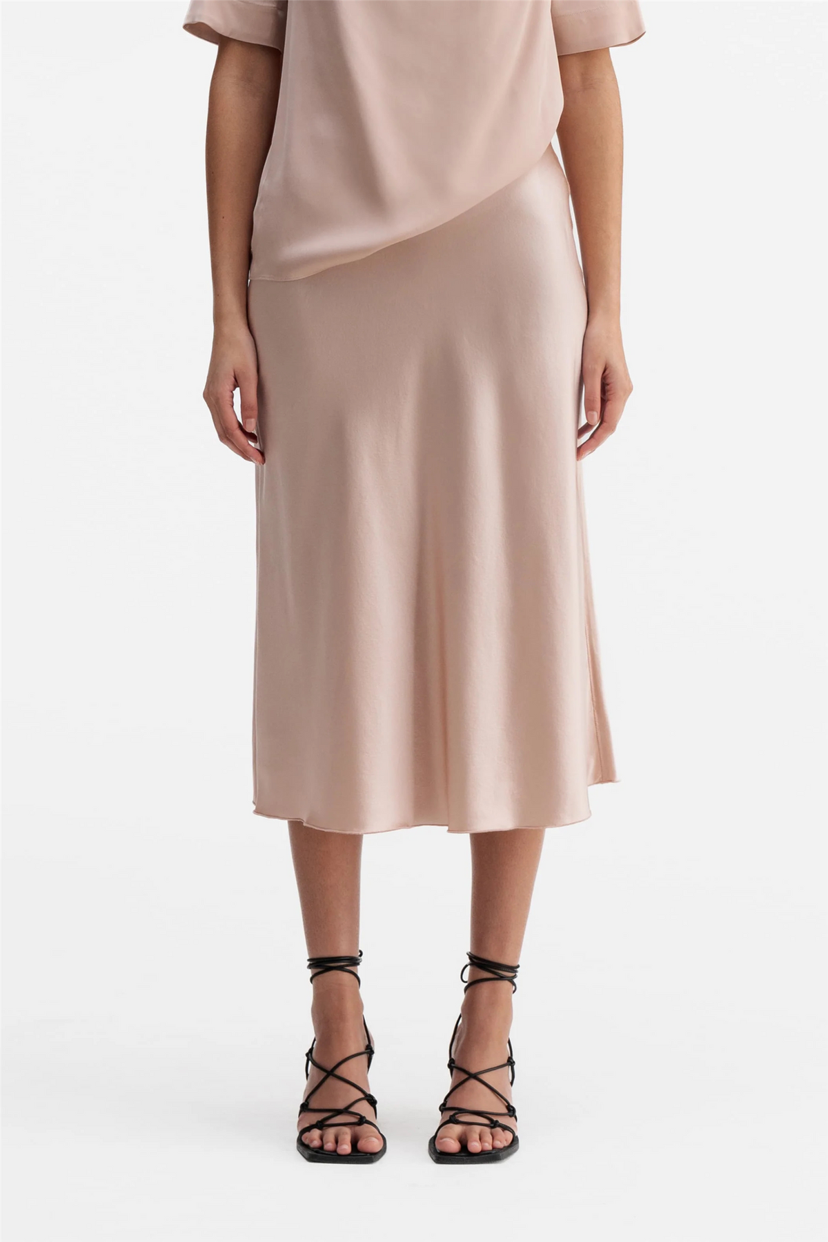 Hana Satin Silk Skirt Dusty Pink