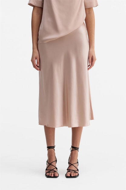 Hana Satin Silk Skirt Dusty Pink