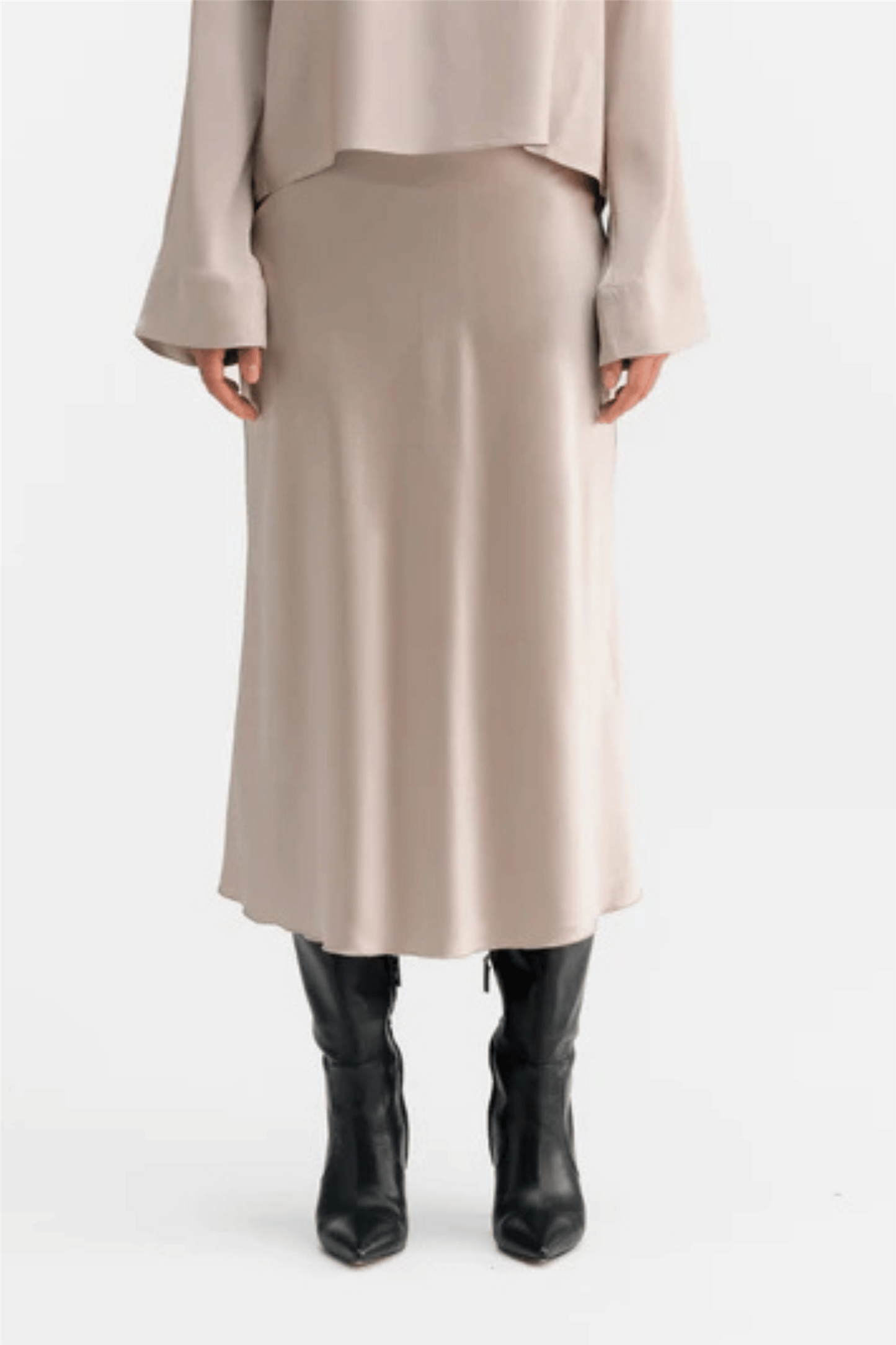 Hana satin silk skirt Greige