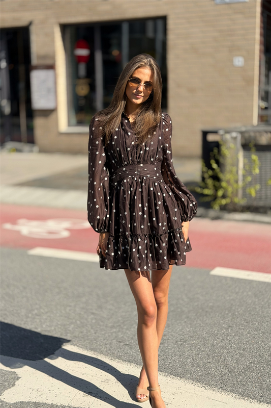 Vanity Dress Print Brown Polka Dots