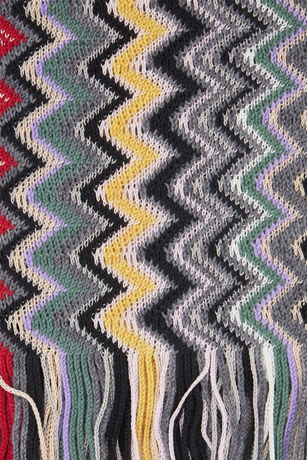 Zigzag Fringe Scarf Brown
