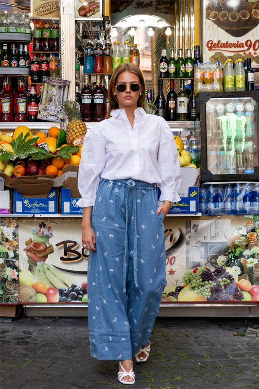 Amy Embroidered Shirt Sugar White Poplin