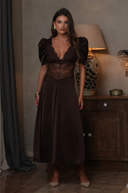 Francis Lace Midi Dress Espresso.