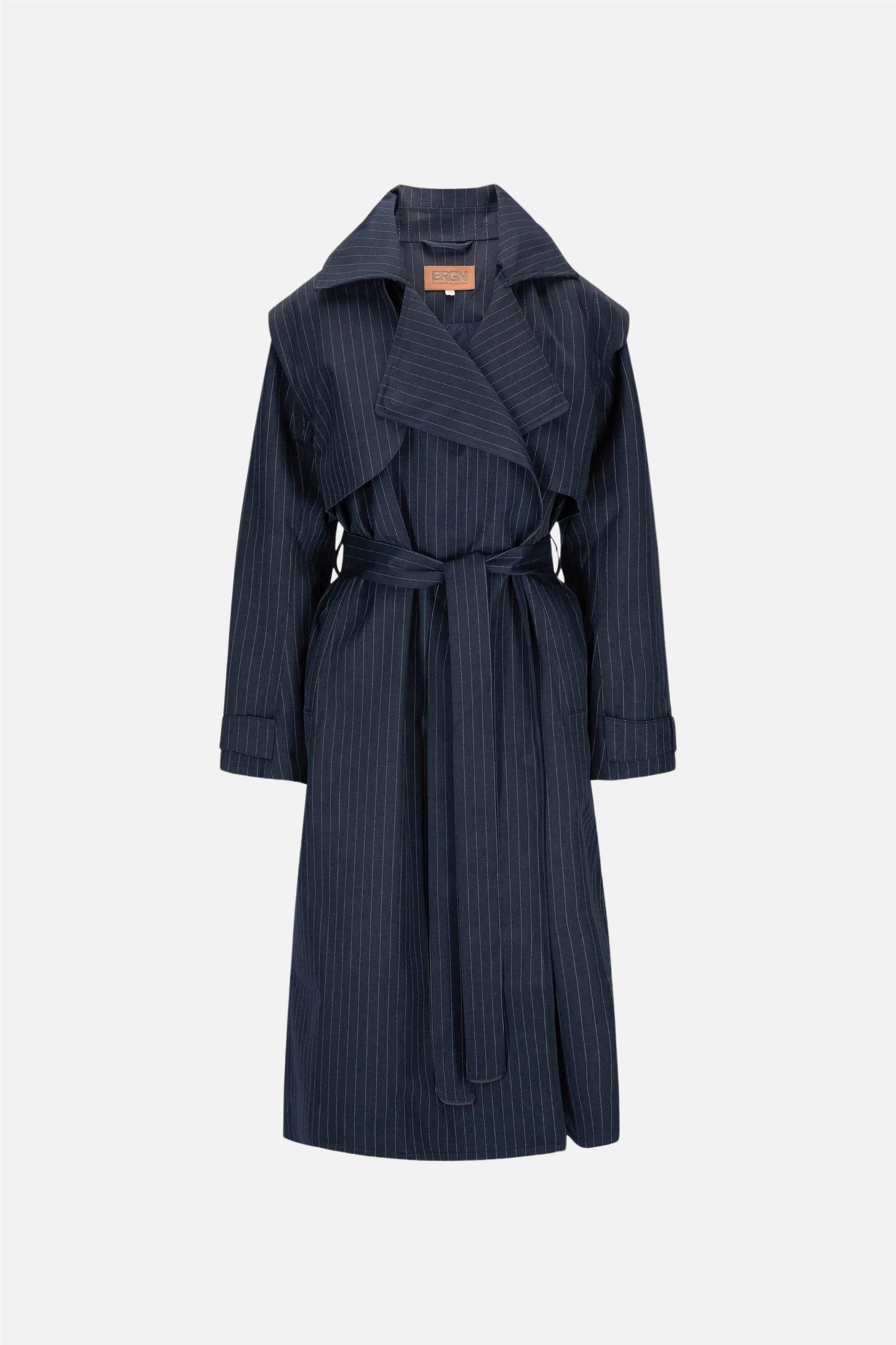 Regndråpe Trench Coat Navy Pinstripe.