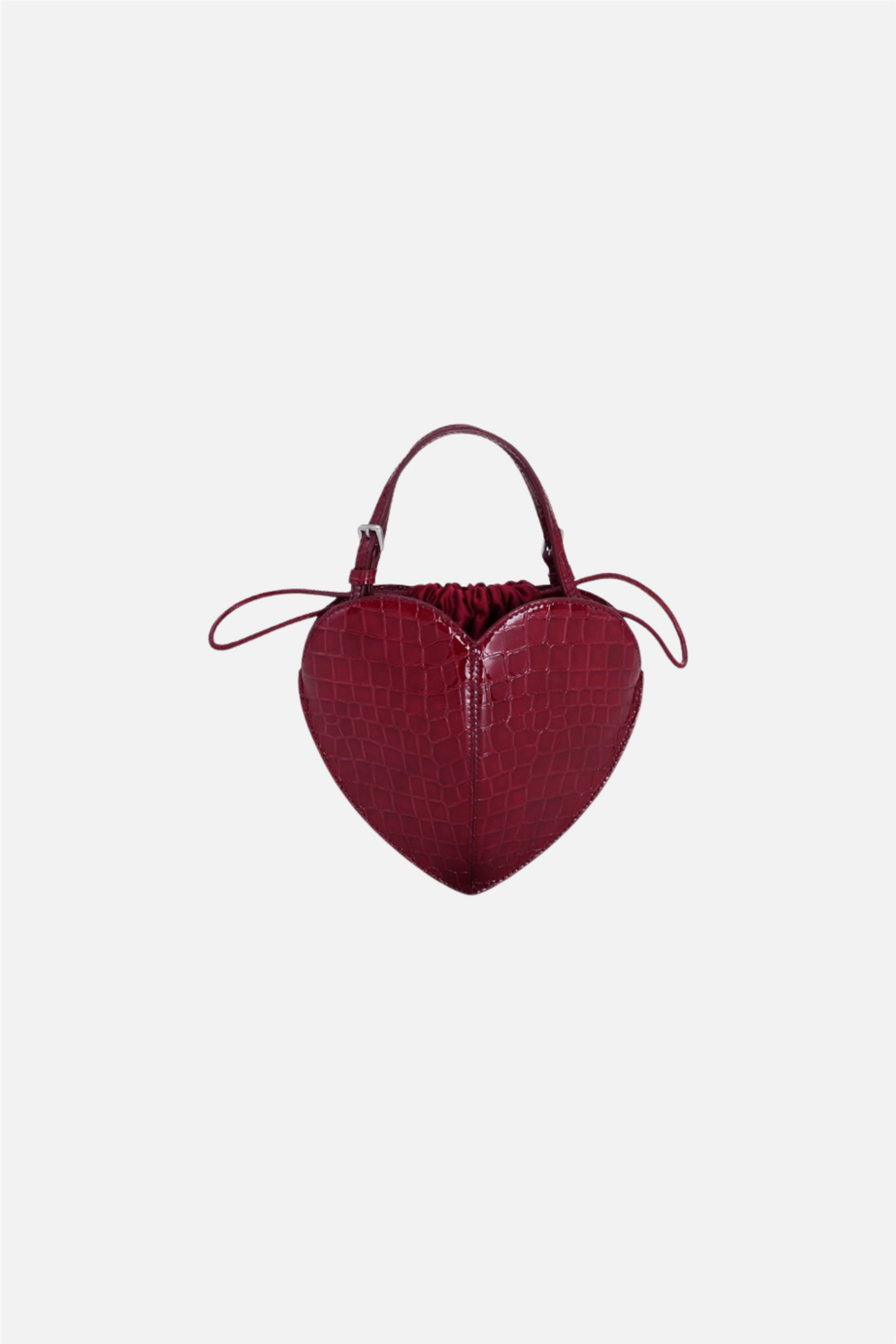 Patent Croco Heart Bag Windsor Wine.