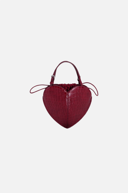 Patent Croco Heart Bag Windsor Wine.