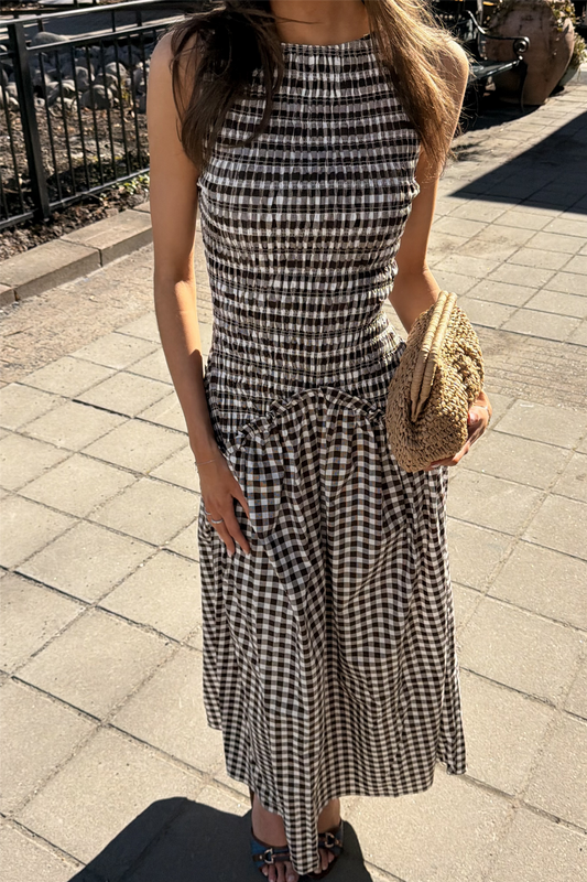 Madrid Dress Brown Gingham