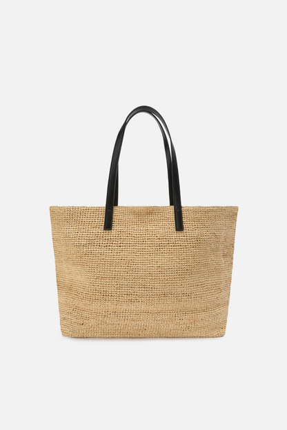 Raffia City Bag Black Embroidery