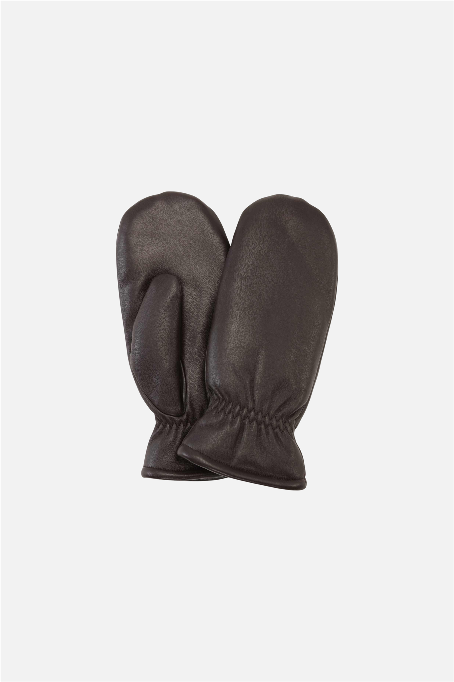 Classic Leather Mittens Dark Brown.