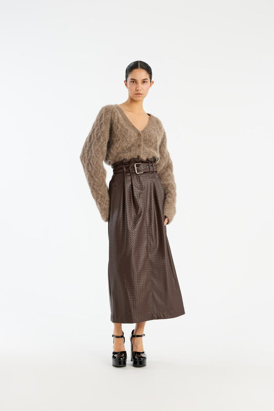 Fluffy Knit Cardigan Pine Bark