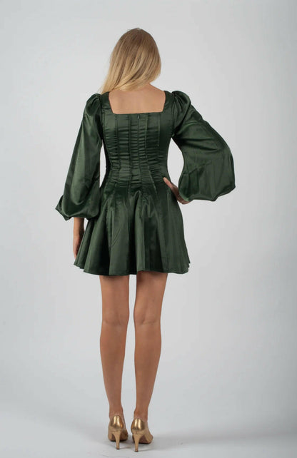 Sophie Satin dress Dark Green.