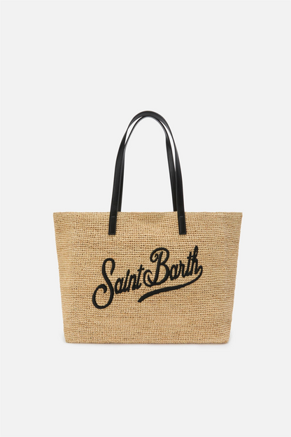 Raffia City Bag Black Embroidery
