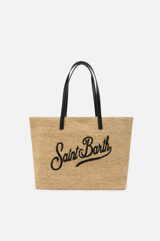 Raffia City Bag Black Embroidery