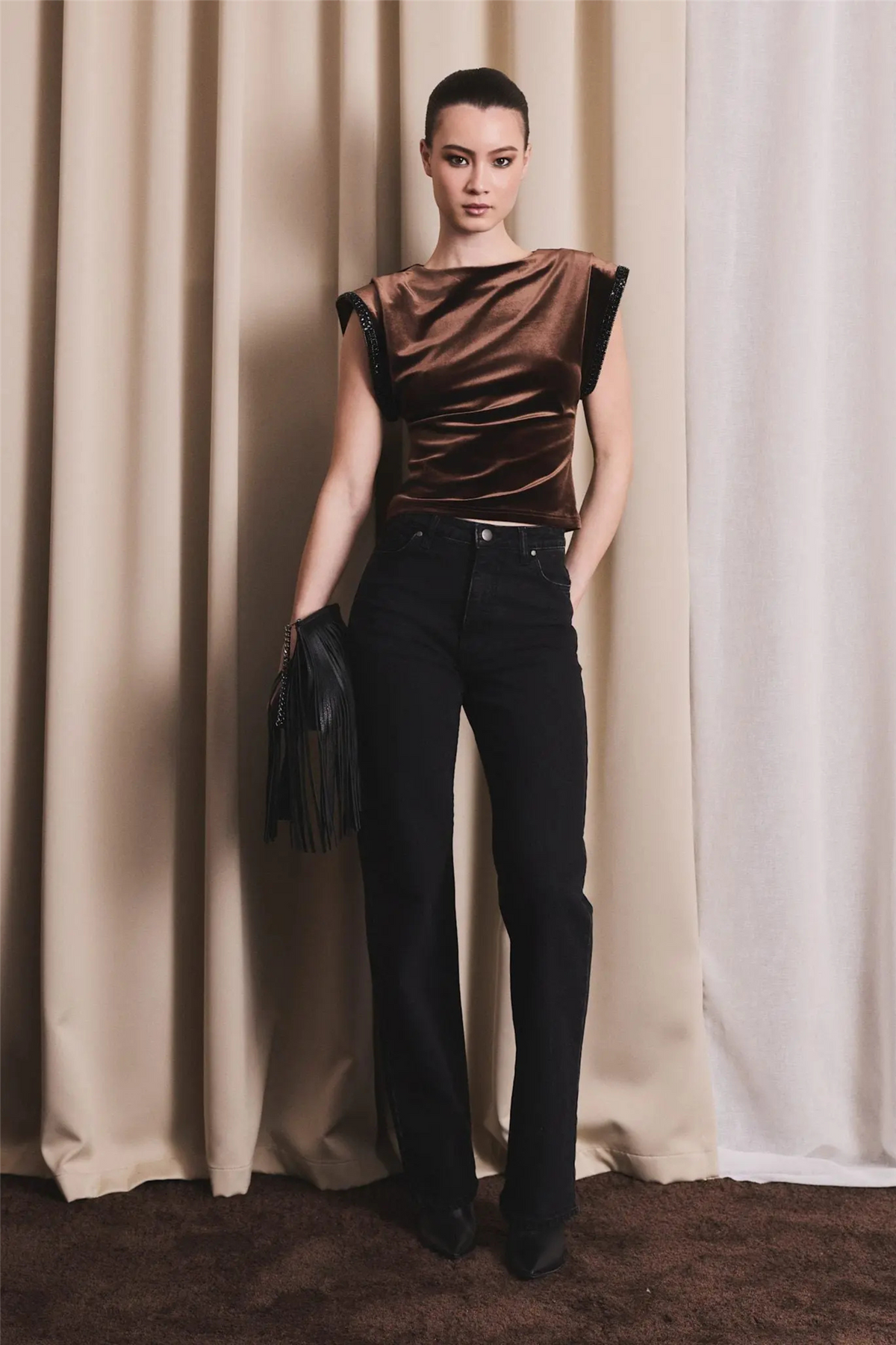 Sunset Velour Top Cocoa Brown