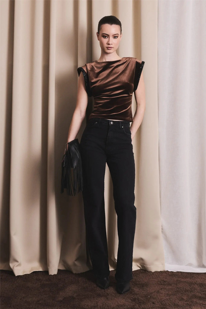 Sunset Velour Top Cocoa Brown