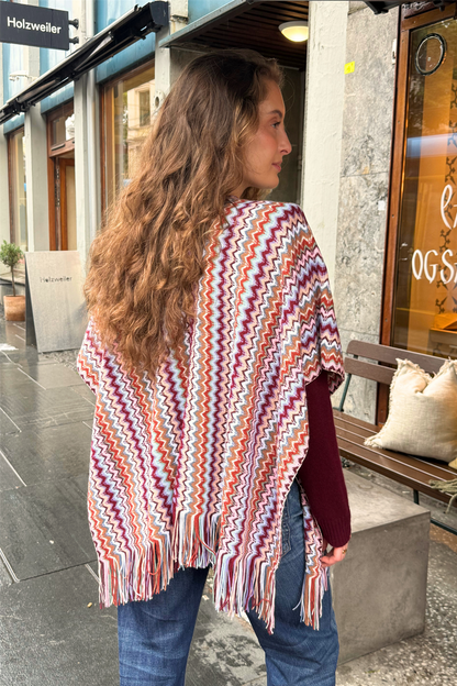 Zig Zag Poncho Brown