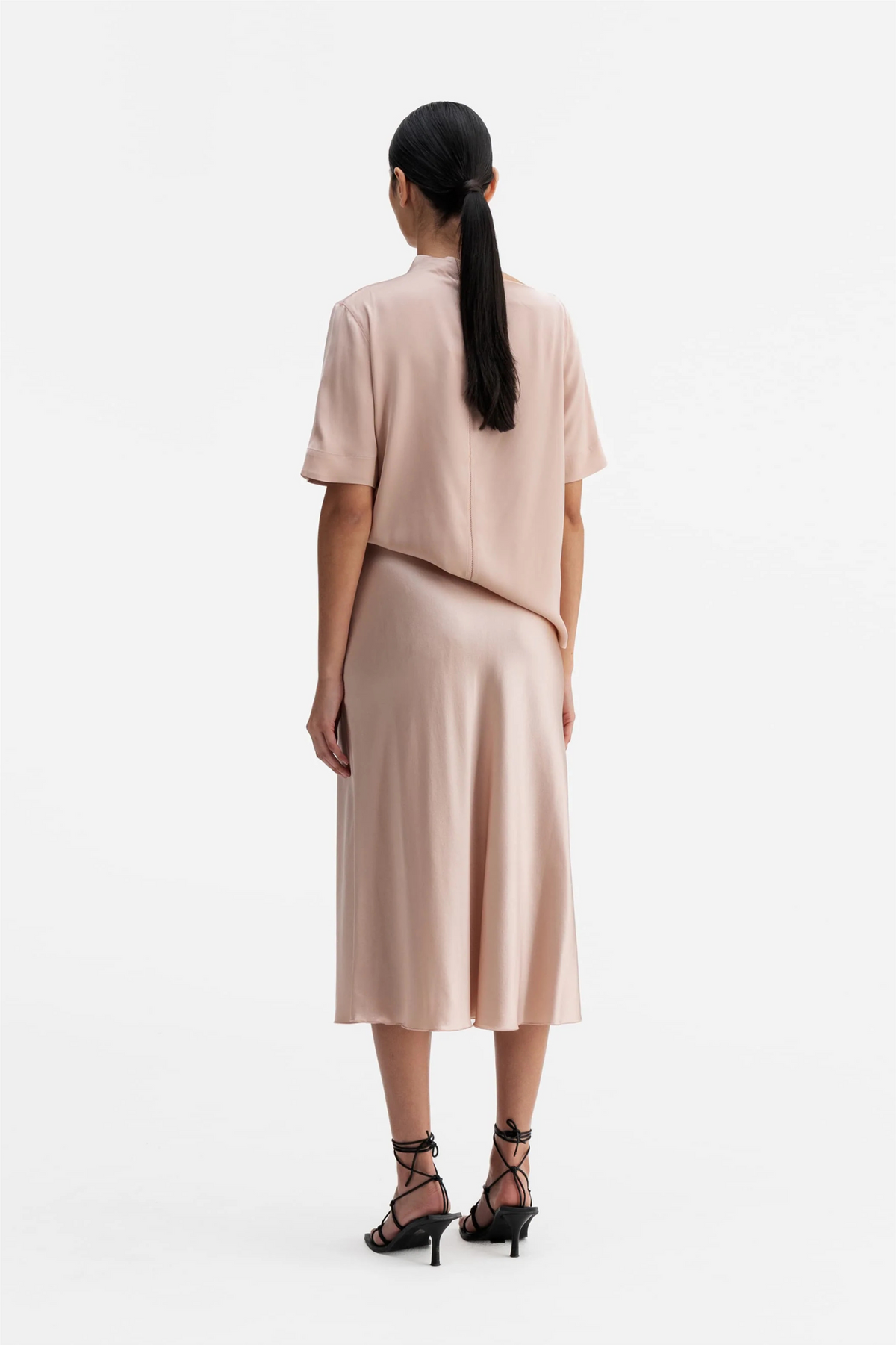 Hana Satin Silk Skirt Dusty Pink