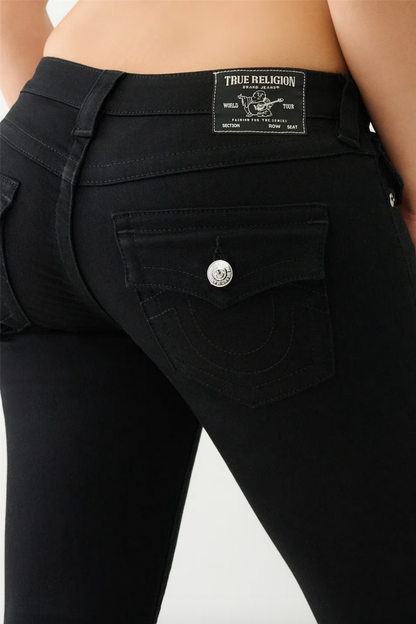 Joey Low Rise Flare Jean Black Body Rinse.