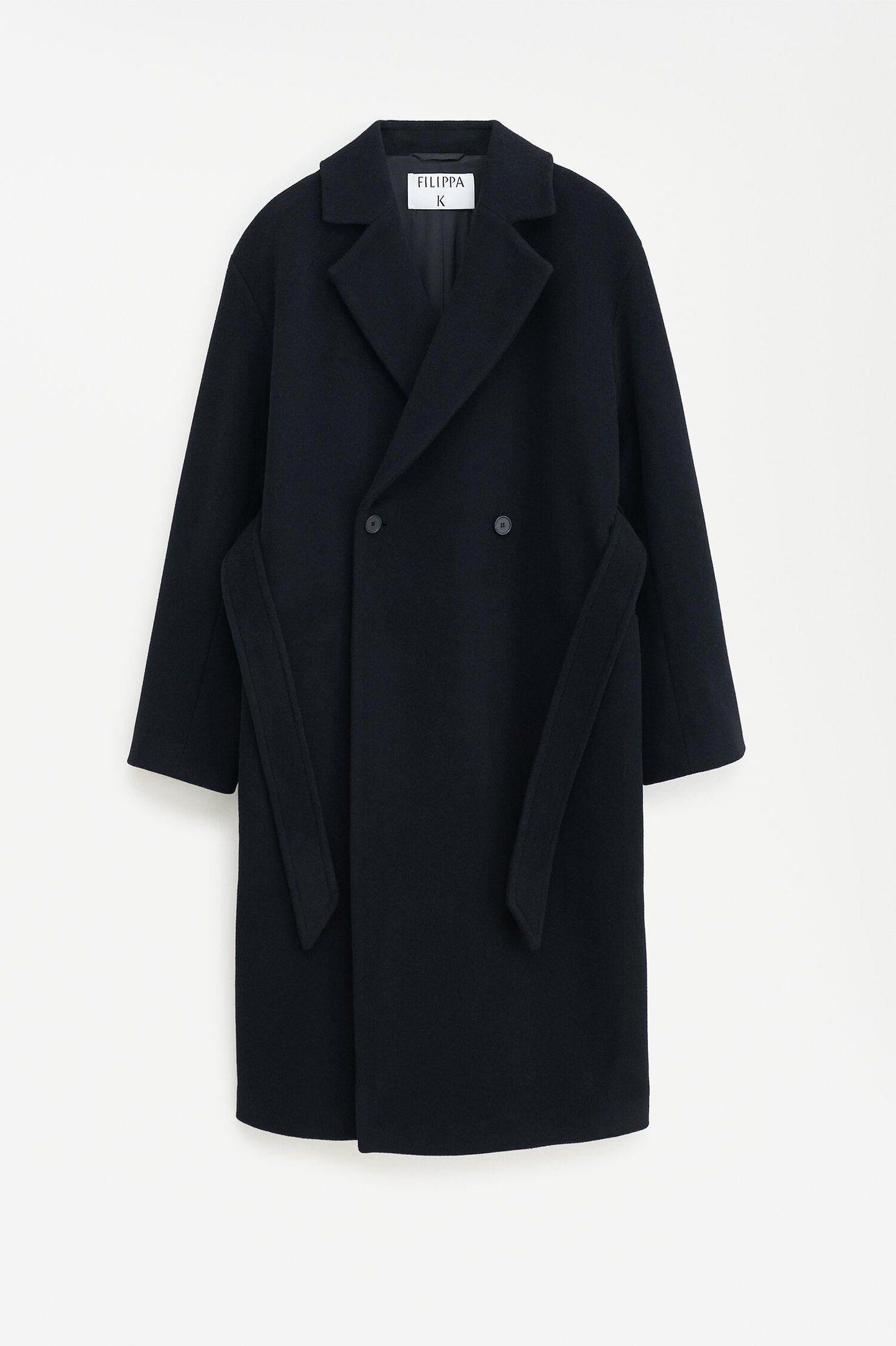 Soft wool belted coat Black