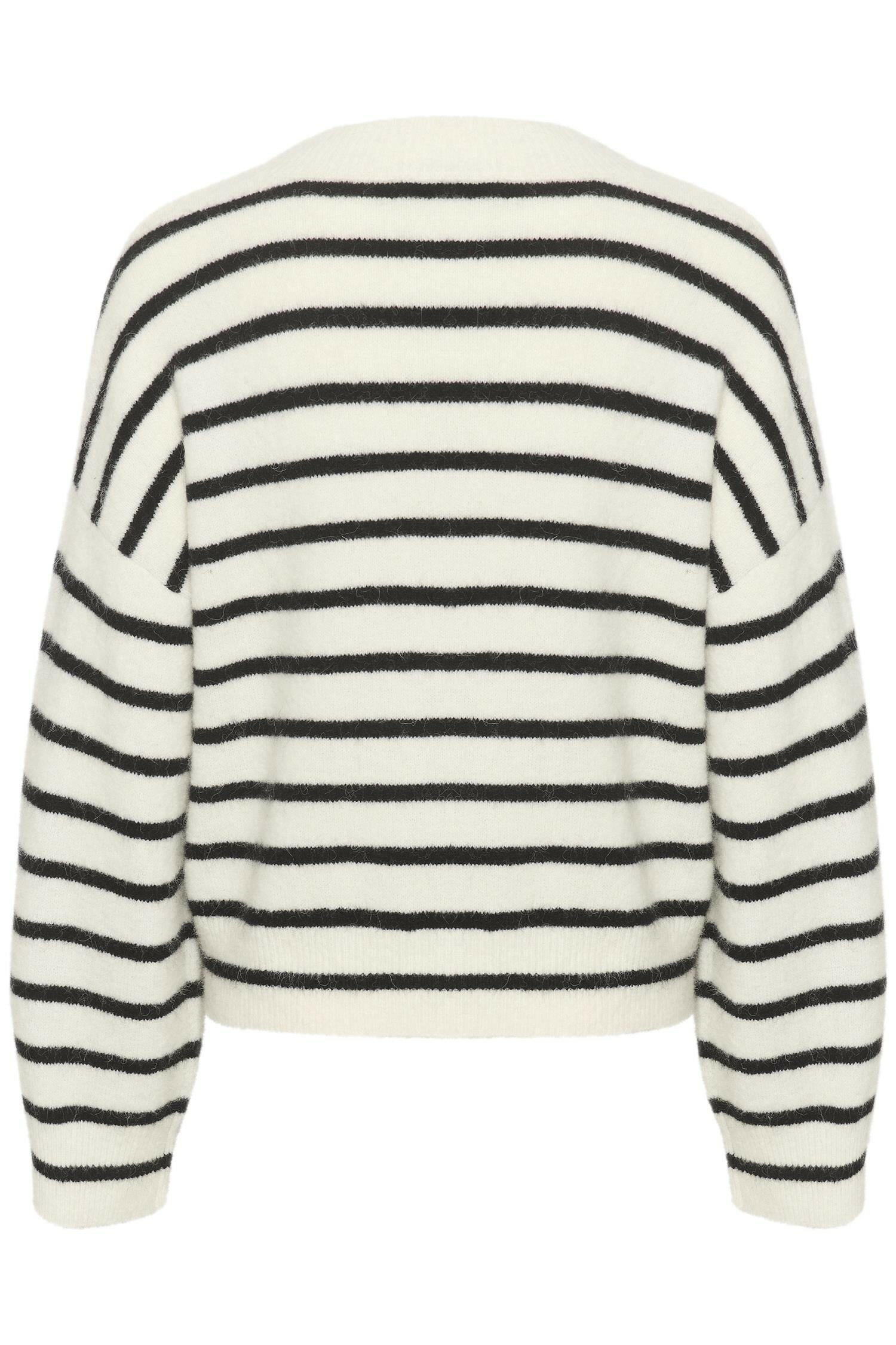 AlphaGZ V-neck striped Ivory Black Striped.