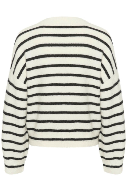 AlphaGZ V-neck striped Ivory Black Striped.