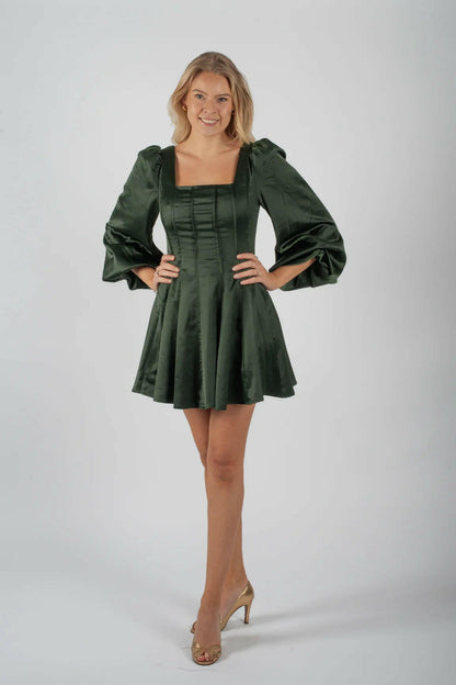 Sophie Satin dress Dark Green.