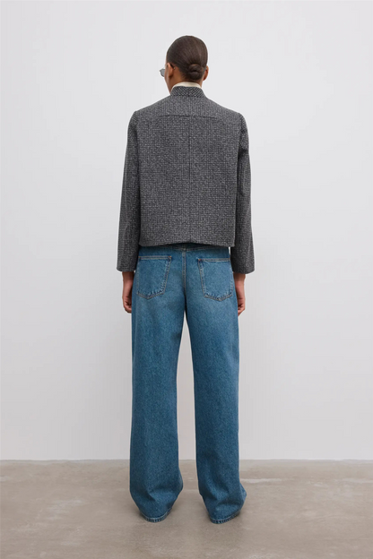 Short Curved Jacket Charcoal Grey.