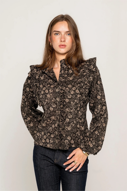 Maya Blouse Beige Botanic