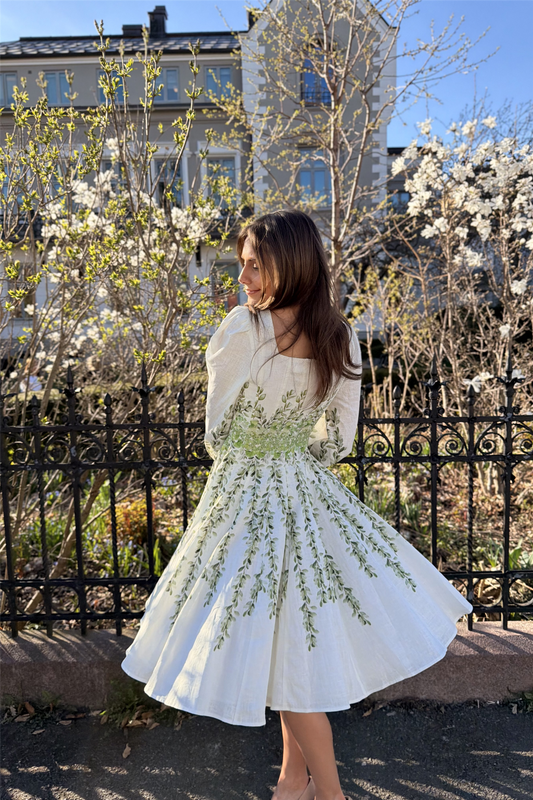 Sophie Print Dress Long Green