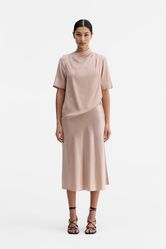 Hana Satin Silk Skirt Dusty Pink