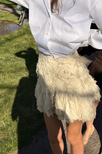 Posy Fray Skirt Raw Beige