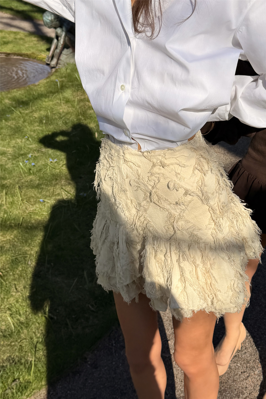 Posy Fray Skirt Raw Beige