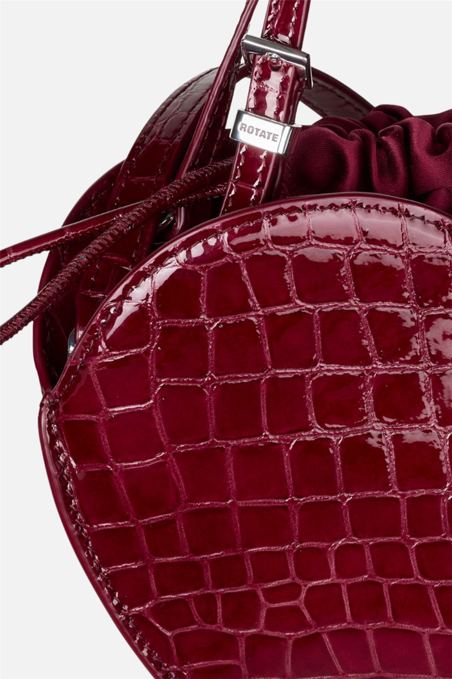 Patent Croco Heart Bag Windsor Wine.