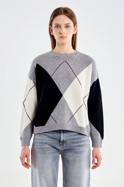 Argyle Sweater Grigio/Panna/Nero