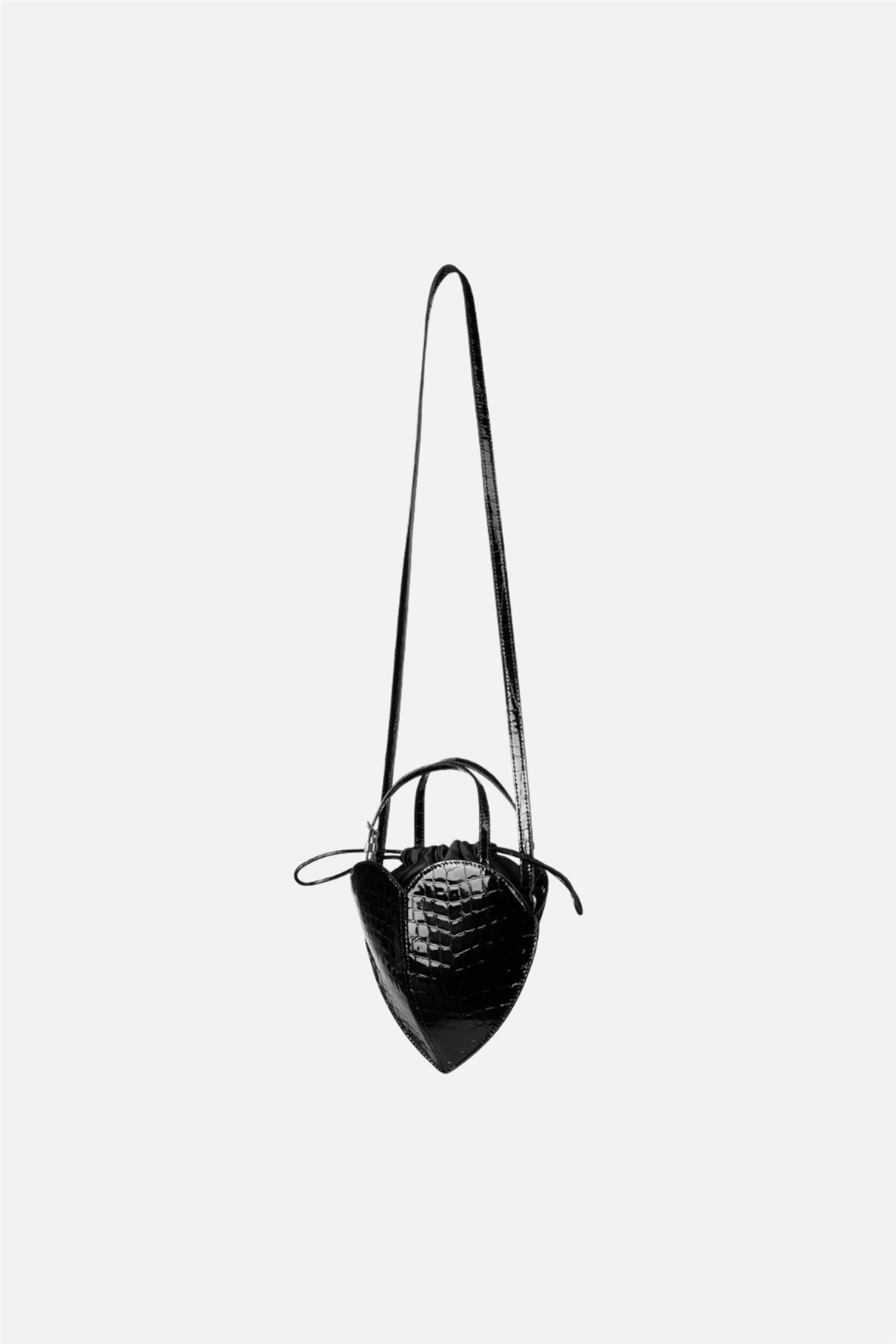 Patent Croco Heart Bag Black.