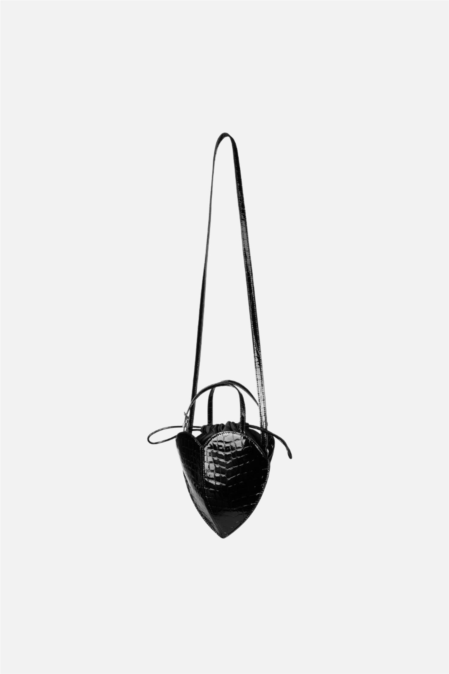 Patent Croco Heart Bag Black.