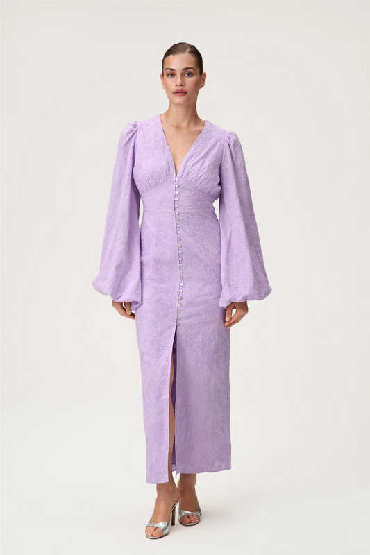Positano Dress Lilac Embroidery.